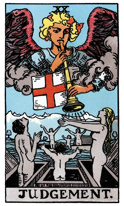 Judgement tarot card from a Rider-Waite-Smith-style deck